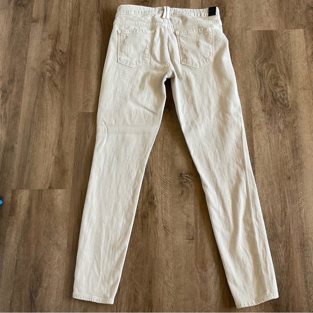 Vince Jeans Women’s Size 26 Beige Ankle Skinny Distressed Mid Rise Zip Fly Cream